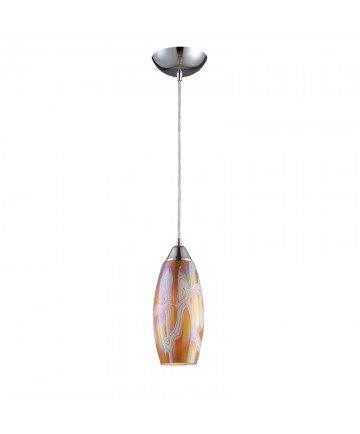 ELK Lighting 10076/1GI Iridescence 1 Light Golden Pendant in Satin Nickel