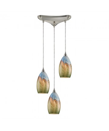 ELK Lighting 10077/3 Geologic 3 Light Pendant in Satin Nickel