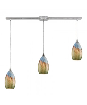 ELK Lighting 10077/3L Geologic 3 Light Pendant in Satin Nickel