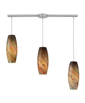 ELK Lighting 10079/3L-RV Vortex 3 Light Rainbow Pendant in Satin Nickel