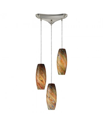 ELK Lighting 10079/3RV Vortex 3 Light Rainbow Pendant in Satin Nickel