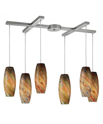 ELK Lighting 10079/6RV Vortex 6 Light Rainbow Pendant in Satin Nickel