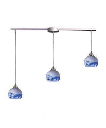 ELK Lighting 101-3L-MT Mela 3 Light Pendant in Satin Nickel and Mountain Glass