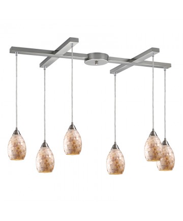 ELK Lighting 10141/6 Capri 6 Light Pendant in Satin Nickel