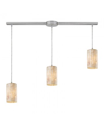 ELK Lighting 10147/3L Piedra 3 Light Linear Genuine Stone Pendant in Satin Nickel