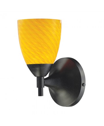 ELK Lighting 10150/1DR-CN Celina 1 Light Sconce in Dark Rust with Canary Glass