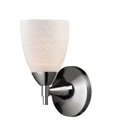 ELK Lighting 10150/1PC-WS Celina 1 Light Sconce in Polished Chrome with White Swirl Glass