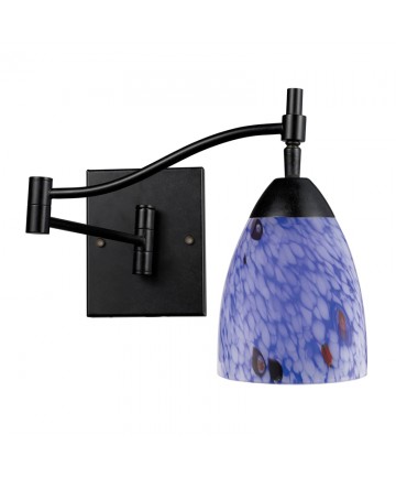 ELK Lighting 10151/1DR-BL Celina 1 Light Swingarm Sconce in Dark Rust with Starburst Blue Glass