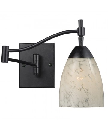 ELK Lighting 10151/1DR-SW Celina 1 Light Swingarm Sconce in Dark Rust and Snow White Glass