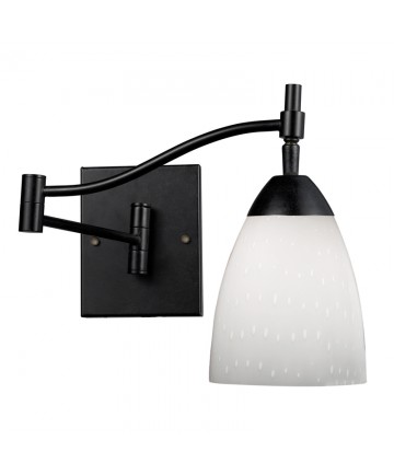 ELK Lighting 10151/1DR-WH Celina 1 Light Swingarm Sconce in Dark Rust and Simple White Glass
