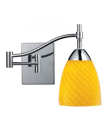 ELK Lighting 10151/1PC-CN Celina 1 Light Swingarm Sconce in Polished Chrome and Canary Glass