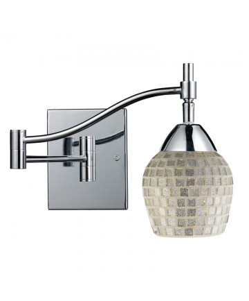 ELK Lighting 10151/1PC-SLV Celina 1 Light Swingarm Sconce in Polished Chrome and Silver Glass