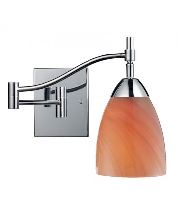 ELK Lighting 10151/1PC-SY Celina 1 Light Swingarm Sconce in Polished Chrome and Sandy Glass