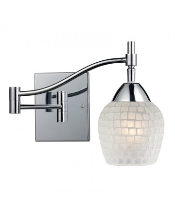 ELK Lighting 10151/1PC-WHT Celina 1 Light Swingarm Sconce in Polished Chrome and White Glass