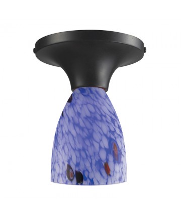 ELK Lighting 10152/1DR-BL Celina 1 Light Semi-flush in Dark Rust and Starburst Blue Glass