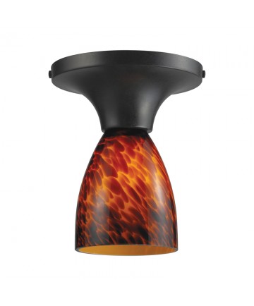 ELK Lighting 10152/1DR-ES Celina 1 Light Semi-flush in Dark Rust and Espresso Glass