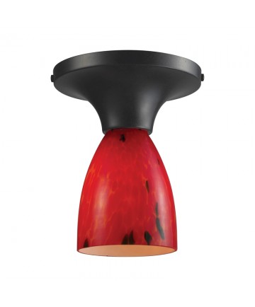 ELK Lighting 10152/1DR-FR Celina 1 Light Semi-flush in Dark Rust and Fire Red Glass