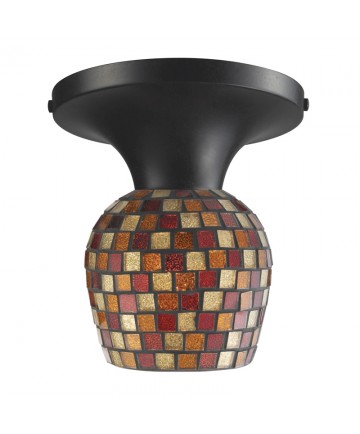 ELK Lighting 10152/1DR-MLT Celina 1 Light Semi-flush in Dark Rust and Multi Fusion Glass