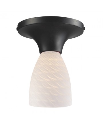 ELK Lighting 10152/1DR-WS Celina 1 Light Semi-flush in Dark Rust and White Swirl Glass