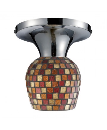 ELK Lighting 10152/1PC-MLT Celina 1 Light Semi-flush in Polished Chrome and Multi Fusion Glass