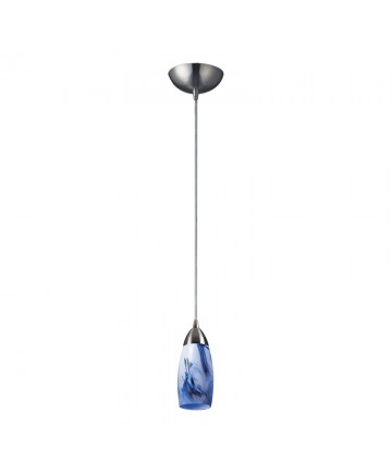 ELK Lighting 110-1MT Milan 1 Light Pendant in Satin Nickel and Mountain Glass