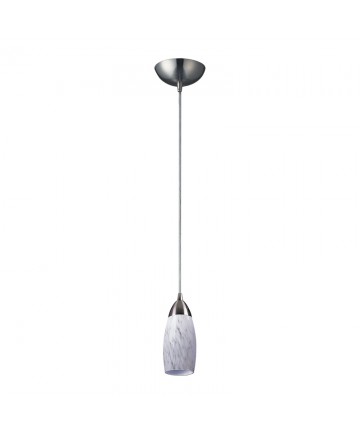 ELK Lighting 110-1SW Milan 1 Light Pendant in Satin Nickel and Snow White Glass