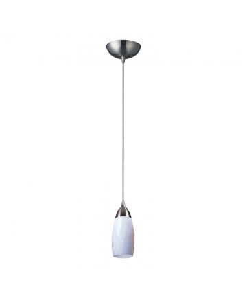 ELK Lighting 110-1WH Milan 1 Light Pendant in Satin Nickel and Simply White Glass