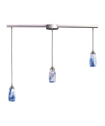 ELK Lighting 110-3L-MT Milan 3 Light Pendant in Satin Nickel and Mountain Glass