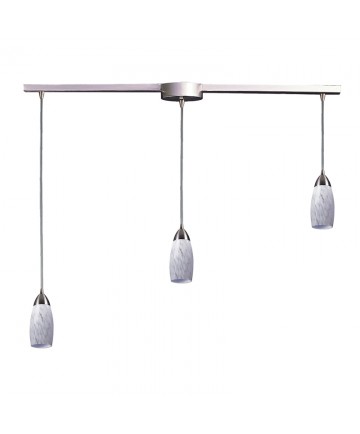 ELK Lighting 110-3L-SW Milan 3 Light Pendant in Satin Nickel and Snow White Glass