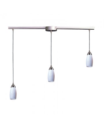 ELK Lighting 110-3L-WH Milan 3 Light Pendant in Satin Nickel and Simply White Glass