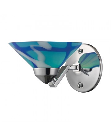 ELK Lighting 1470/1CAR Refraction 1 Light Sconce in Polished Chrome and Carribean Glass