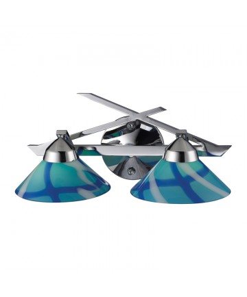 ELK Lighting 1471/2CAR Refraction 2 Light Wall Bracket in Polished Chrome and Carribean Glass