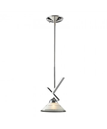 ELK Lighting 1474/1 Refraction 1 Light Pendant in Polished Chrome and Etched Clear Glass