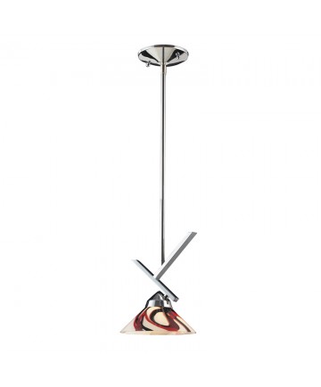 ELK Lighting 1474/1CRW Refraction 1 Light Pendant in Polished Chrome and Creme White Glass