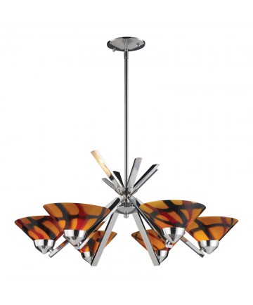 ELK Lighting 1475/6JAS Refraction 6 Light Chandelier in Polished Chrome and Jasper Glass