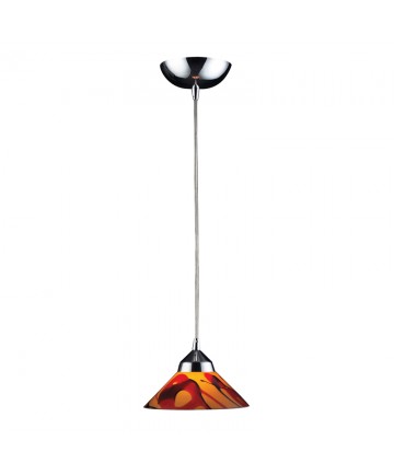 ELK Lighting 1477/1JAS Refraction 1 Light Pendant in Polished Chrome and Jasper Glass