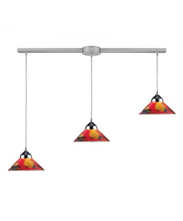 ELK Lighting 1477/3L-JAS Refraction 3 Light Pendant in Polished Chrome and Jasper Glass