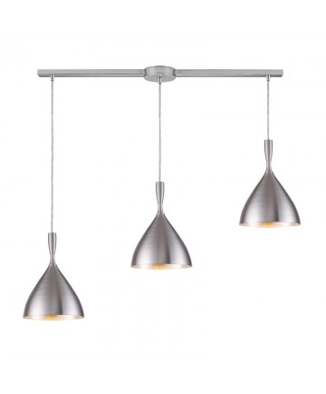 ELK Lighting 17042/3L-ALM Spun Aluminum 3 Light Pendant in Aluminum