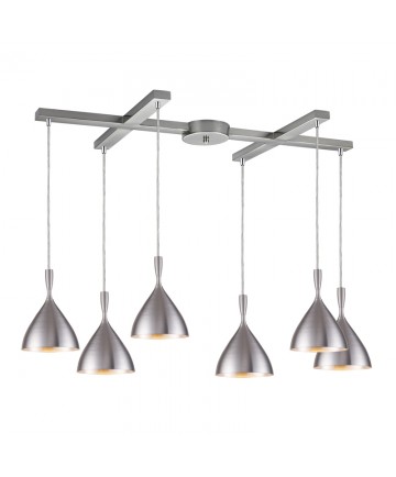 ELK Lighting 17042/6ALM Spun Aluminum 6 Light Pendant in Aluminum