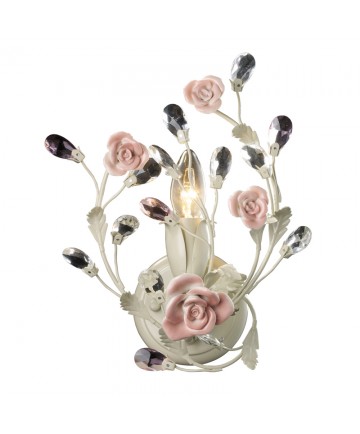 ELK Lighting 18093/1 Heritage 1 Light Sconce in Cream and Porcelain Roses