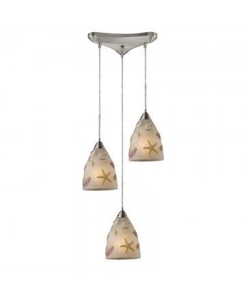 ELK Lighting 20000/3 Seashore 3 Light Pendant in Satin Nickel