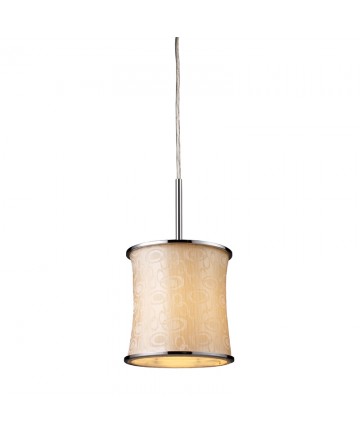 ELK Lighting 20024/1 Fabrique 1 Light Drum Pendant in Polished Chrome and Retro Beige Shade