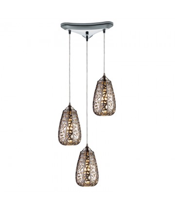 ELK Lighting 20064/3 Nestor 3 Light Pendant in Chrome