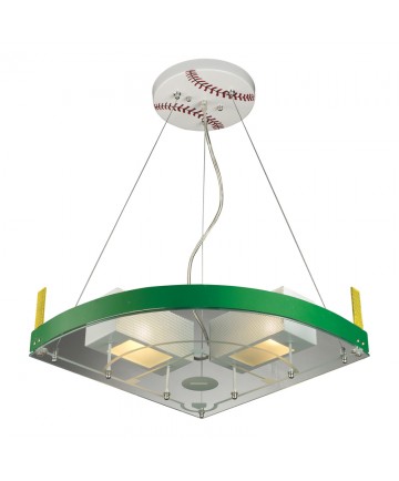 ELK Lighting 21013/2 Novelty 2 Light Baseball Field Pendant in White/green