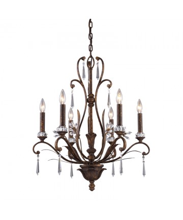 ELK Lighting 2183/6 Emilion 6 Light Chandelier in Burnt Bronze