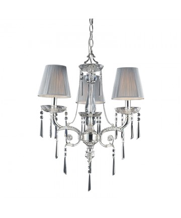 ELK Lighting 2395/3 Princess 3 Light Chandelier in Polished Silver and Iced Glass