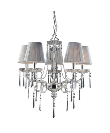 ELK Lighting 2396/5 Princess 5 Light Chandelier in Polished Silver and Iced Glass