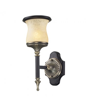 ELK Lighting 2420/1 Georgian Court 1 Light Wall Bracket in Antique Bronze & Dark Umber and Marblized Amber Glass