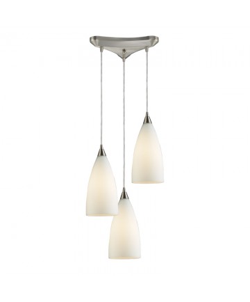 ELK Lighting 2580/3 Vesta 3 Light Pendant in White in Satin Nickel