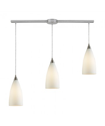 ELK Lighting 2580/3L Vesta 3 Light Linear Pendant in White in Satin Nickel